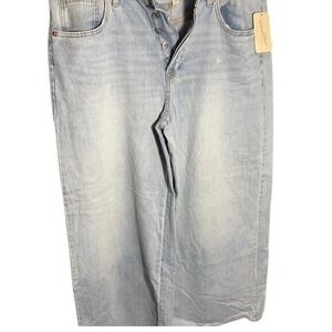 Universal Thread Womens Super Wide Leg Jeans Mid Rise Light Wash Size 14 Short